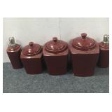 (3) Clay Jars & (2) Soap Dispensers