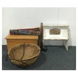 Wooden Shelf, Box & Hanging Planter