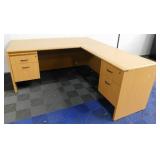 Large Tan Colored Computer Desk- 4 Drawer, 1 Tray