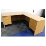 Large Tan Colored Computer Desk- 4 Drawer, 1 Tray