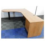 Large Oak Colored Computer Desk w/ 2 Drawers+ keys