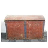 Red Colored Wood Trunk- Large