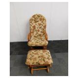 Wooden Floral Rocking Chair W/ Matching Rocking