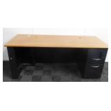 Tan and Black Computer Desk