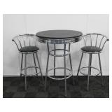 Silver and Black Bar Table w/ Chairs