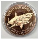 1 Troy oz Megalodon Shark Coin - .999 Fine Copper