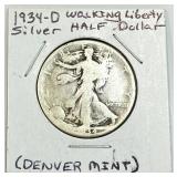 1934-D Walking Liberty Silver Half Dollar
