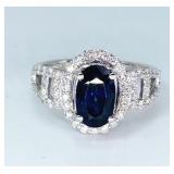 $7,638 Value Platinum Sapphire & Diamond Ring