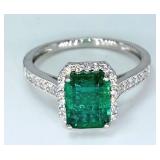 $6,972 Value Platinum Emerald & Diamond Ring