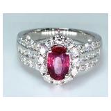 $15,200 Value Platinum GIA Ruby & Diamond Ring