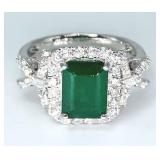 $9,837 Value Platinum Emerald & Diamond Ring