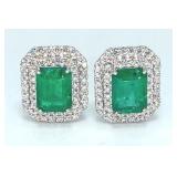 $21,250 Value Platinum Emerald & Diamond Earrings