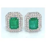 $21,250 Value Platinum Emerald & Diamond Earrings