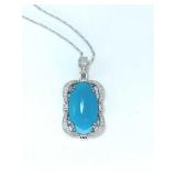 $7,721 Value Turquoise & Diamond Pendant