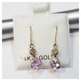 $1675CND 14K  Pink Sapphire Diamond Earrings