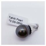 $1807 Silver Tahitian Pearl Drop Style Pendant