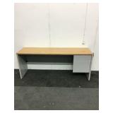 Brown Office Desk W/ Gray Legs & 2-Drawers