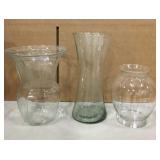 (3) Glass Flower Vases