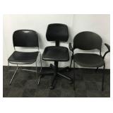 (3) Black Office Chairs On Wheels (3) Black Office Chairs On Wheels