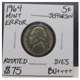 1964 Mint Error Jefferson Nickel BU++++ (AB)