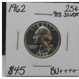1962 Washington Silver Quarter BU++++ (AB) 1962 Washington Silver Quarter BU++++ (AB)