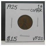 1925 Lincoln Wheat Copper Penny VF20