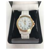 Louis Richard White Watch W/ Gold Accents Louis Richard White Watch W/ Gold Accents