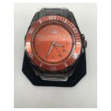 Rousseau Watch W/ Orange Face & Chain Link Band Rousseau Watch W/ Orange Face & Chain Link Band