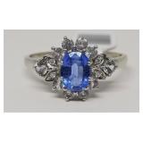 Blue Topaz Ring in 14k Gold, w/White Sapphire