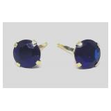 14k Gold Earrings, with Blue Stones, .3g