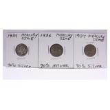 (3) Mercury Head Dimes
