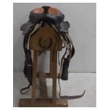 Beautiful Vintage Leather Saddle W/Stand