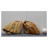 (2) Baseball Mitts & Baseball