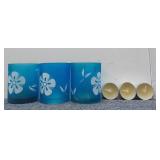 (3) Blue Candle Holders W/ New Votife Candles