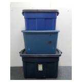(3) Rubbermade Plastic Totes With Lids
