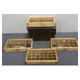 Antique Metal Ammo Box With Assorted Nuts & Screws