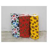 (3) Rolls Of Sport Theme Fleece Fabrics