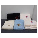 (5) Pieces Of Fleece Fabrics W/Embroidered Sayings