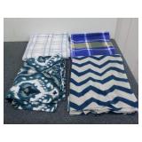 (4) Pieces Of Blue Fleece Fabrics