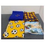 (4) Pieces Of Youth Boy Theme Fleece Fabrics