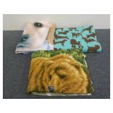 (3) Pieces Of Animal Theme Fleece Fabrics