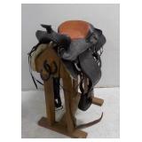 Beautiful Vintage Leather Saddle W/Stand