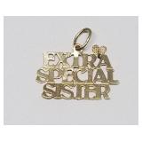 14k Pendant "Extra Special Sister", Authentic, .2g