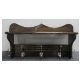 Hanging Wood Shelf w/ Hooks 28"L x 15"H x 7"D
