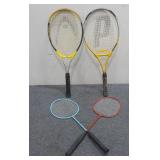 Tennis Rackets (2), Badminton Rackets (2)