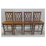 (4) Kitchen Breakfast Bar Chairs, Dark Brown Wood