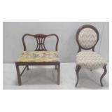 (2) Wood & Upholstery Chairs see description
