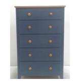 Blue & Light Wood  5 drawer Dresser