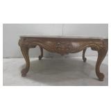 Beautiful Marble topped, round, wood coffee table
