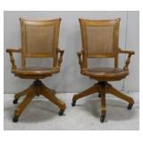 Vintage Wood Swivel/Rolling Chairs